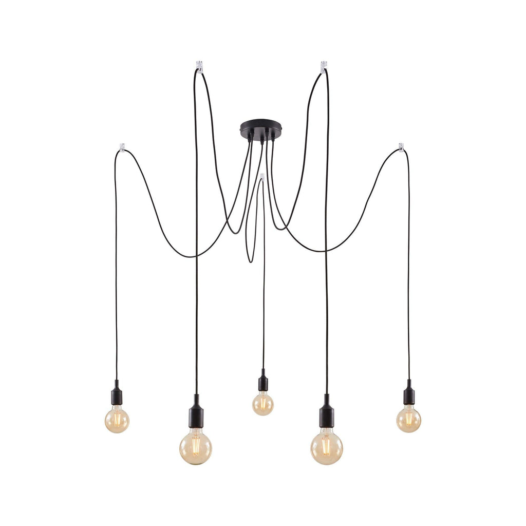 Paulmann Ketil Neordic 5-Lamp Sputnik Pendant Light – Black Metal E27