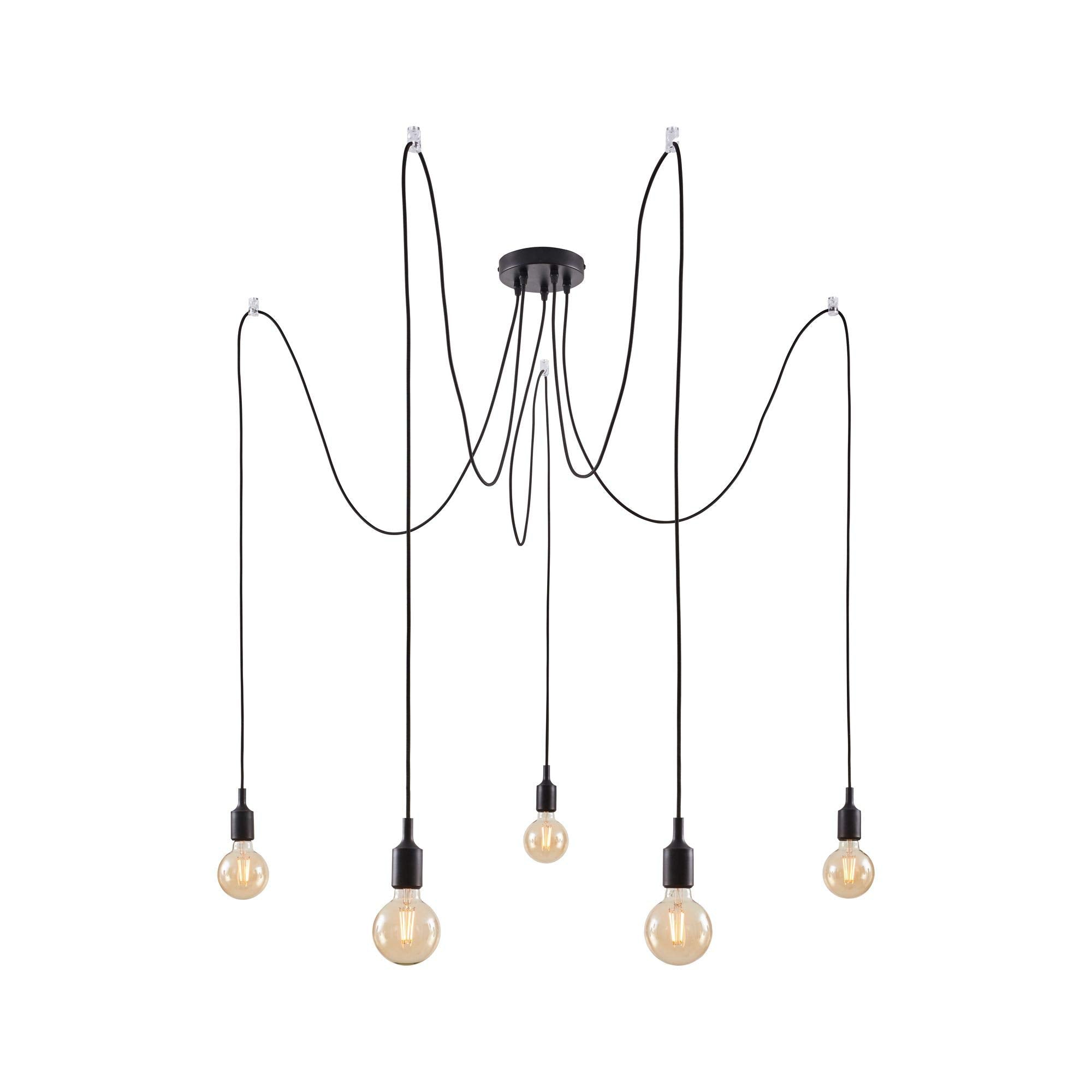 Paulmann Ketil Neordic 5-Lamp Sputnik Pendant Light – Black Metal E27
