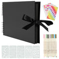 YILEEY Large Scrapbook Photo Album – 80 Black Pages DIY Kit with Accessories