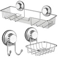 ARCCI 3-Pack Suction Cup Shower Caddy | Rustproof Stainless Steel Organizer