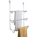iDesign York Over Shower Door Towel Rack – 3-Tier Chrome & White Steel