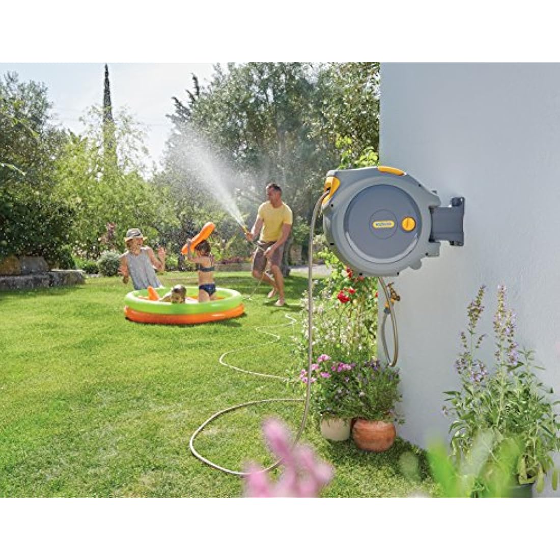 Hozelock Auto Reel 30m Wall-Mounted Retractable Garden Hose Reel