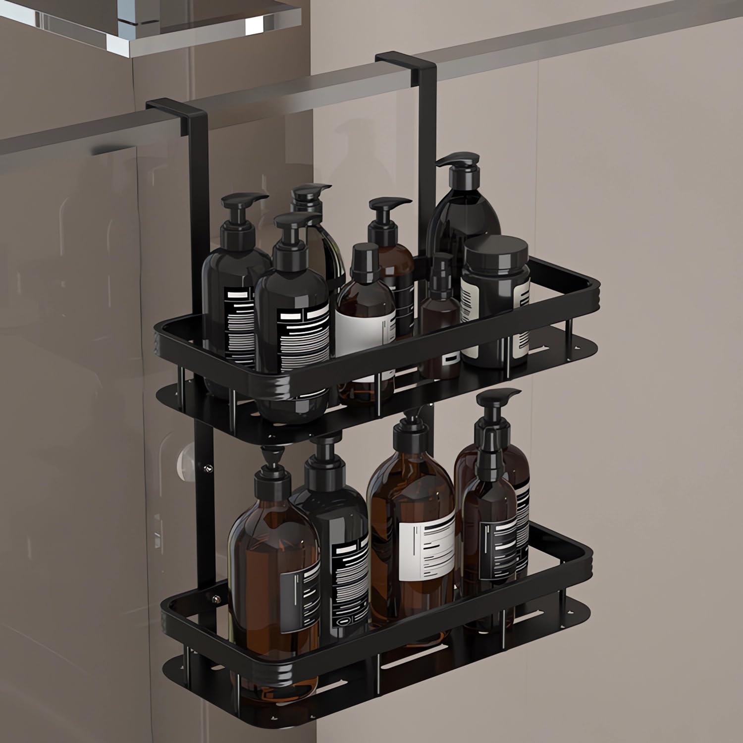ZYNERY 2-Tier Over Door Shower Caddy – Stainless Steel Hanging Shelf