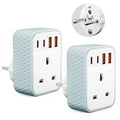Vecbmn UK to European Plug Adapter - 2 Pack EU Schuko with 4 USB Ports