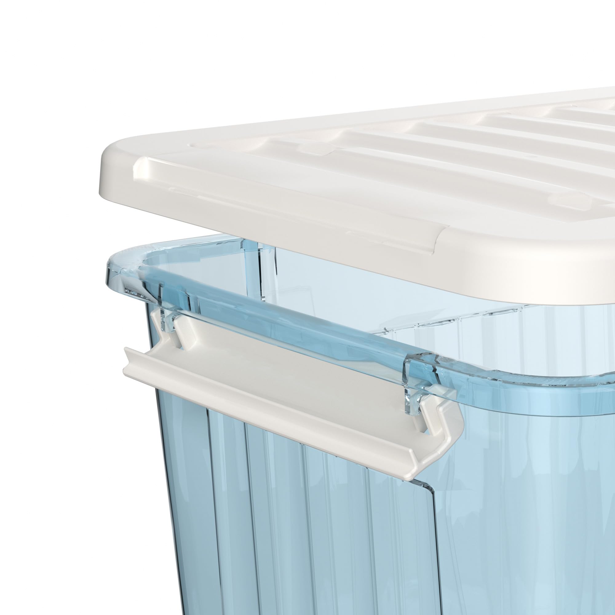 Cetomo 55L Plastic Storage Boxes with Wheels | Clear Stackable Bins, 6-Pack