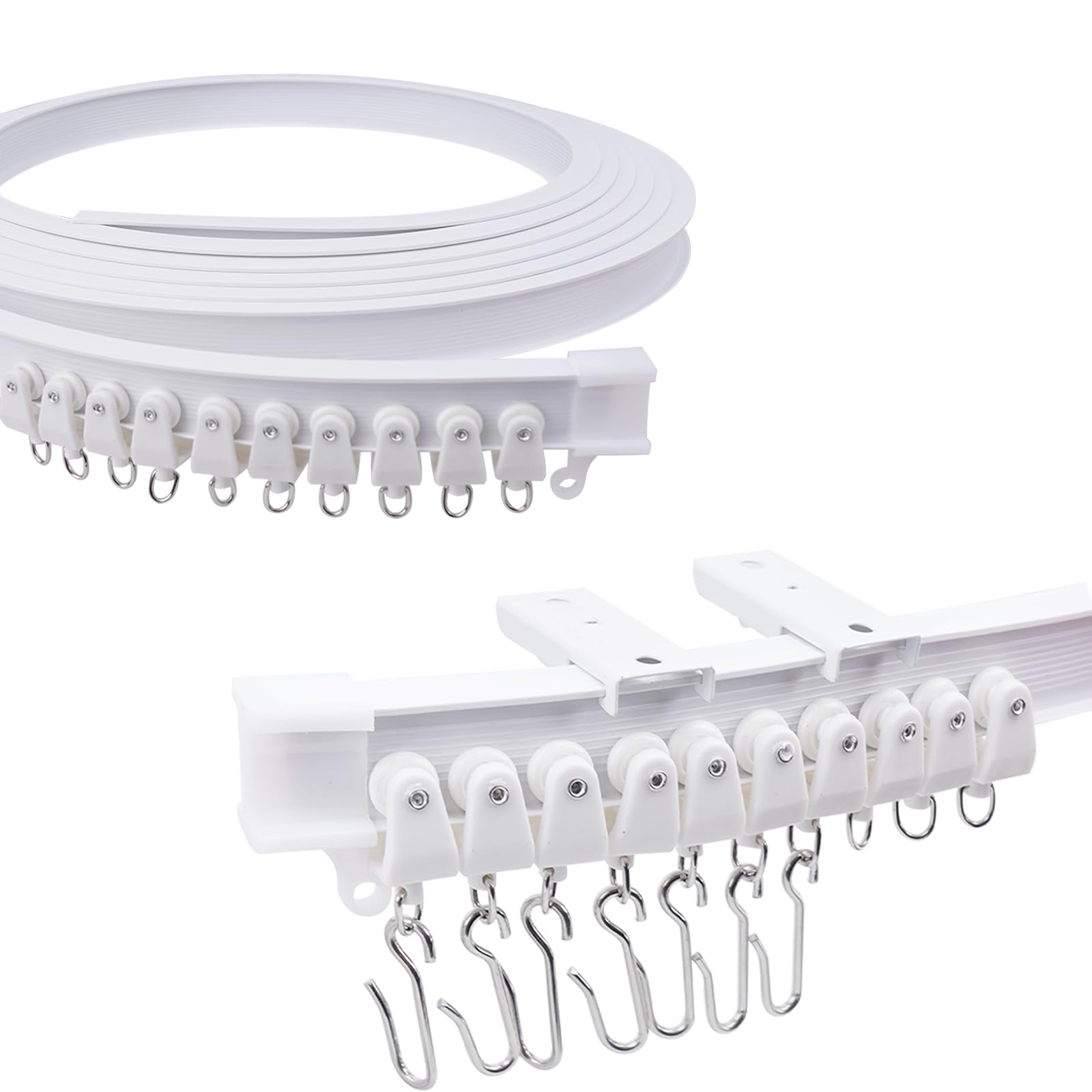 VirtuGro 5M Flexible Ceiling Curtain Track – Bendable Rail for Bay Windows