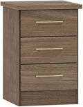 Seconique Nevada 3 Drawer Bedside Table – Rustic Oak Effect Wood