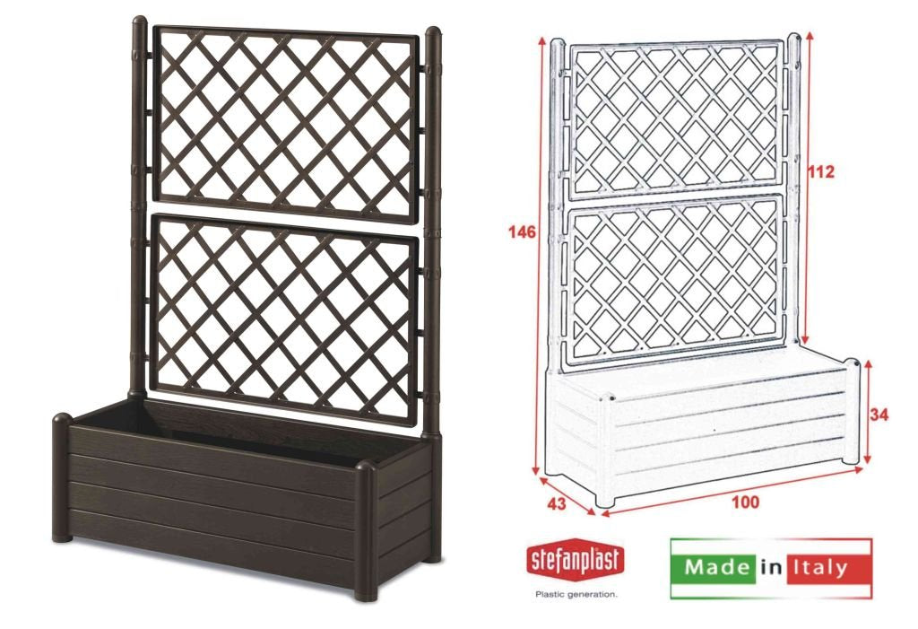 Herstera Trellis Planter – Dark Brown Wooden Garden Bed, 100x43x142cm