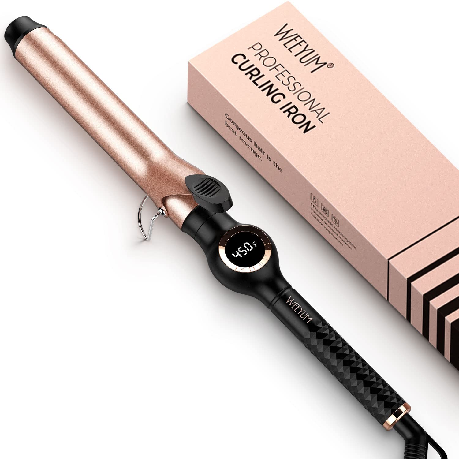 WEEYUM 32mm Ceramic Curling Iron | Long Barrel Hair Curler Tongs