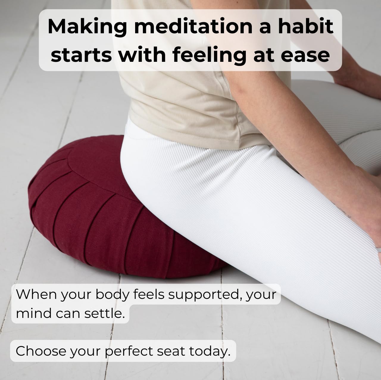 basaho Zafu Meditation Cushion | Organic Cotton Buckwheat - Stone