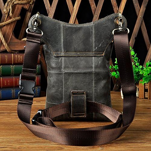 Le'aokuu Mens Genuine Leather Motorcycle Drop Leg Bag | Waist Pack