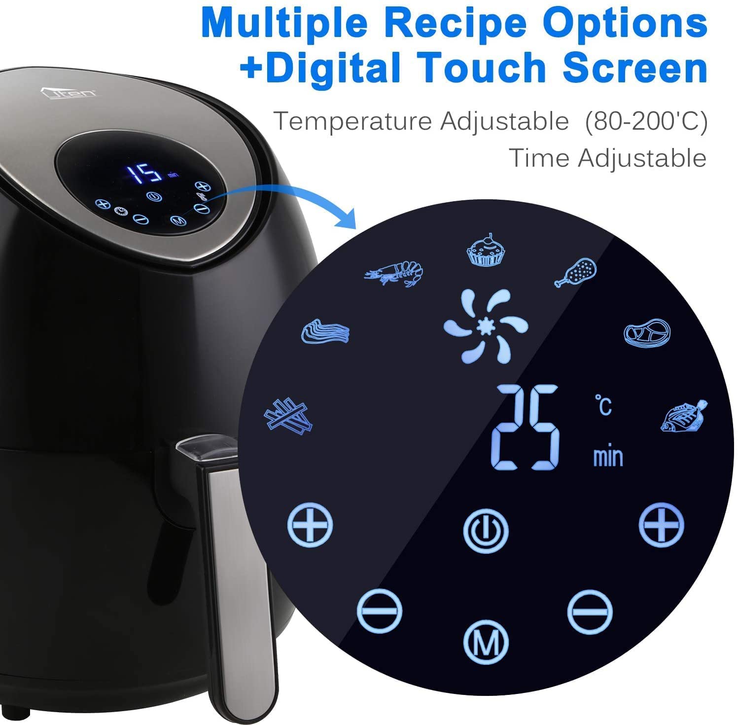 Uten 4.5L Digital Air Fryer Oven – Stainless Steel Oil Free Cooker