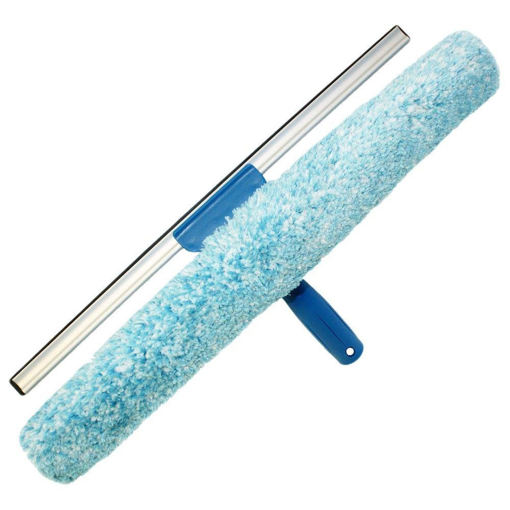 Unger 18" Window Cleaning Tool | 2-in-1 Microfiber Scrubber & Squeegee