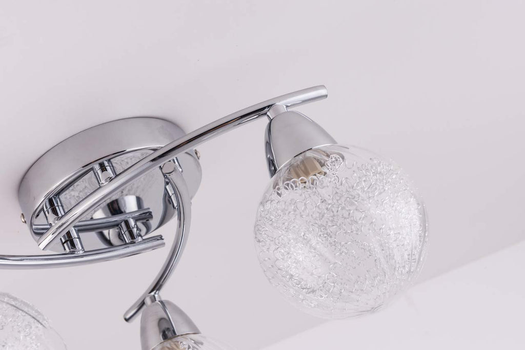 Aurolite Bolla 3-Light LED Semi Flush Ceiling Light | Polished Chrome, 12W
