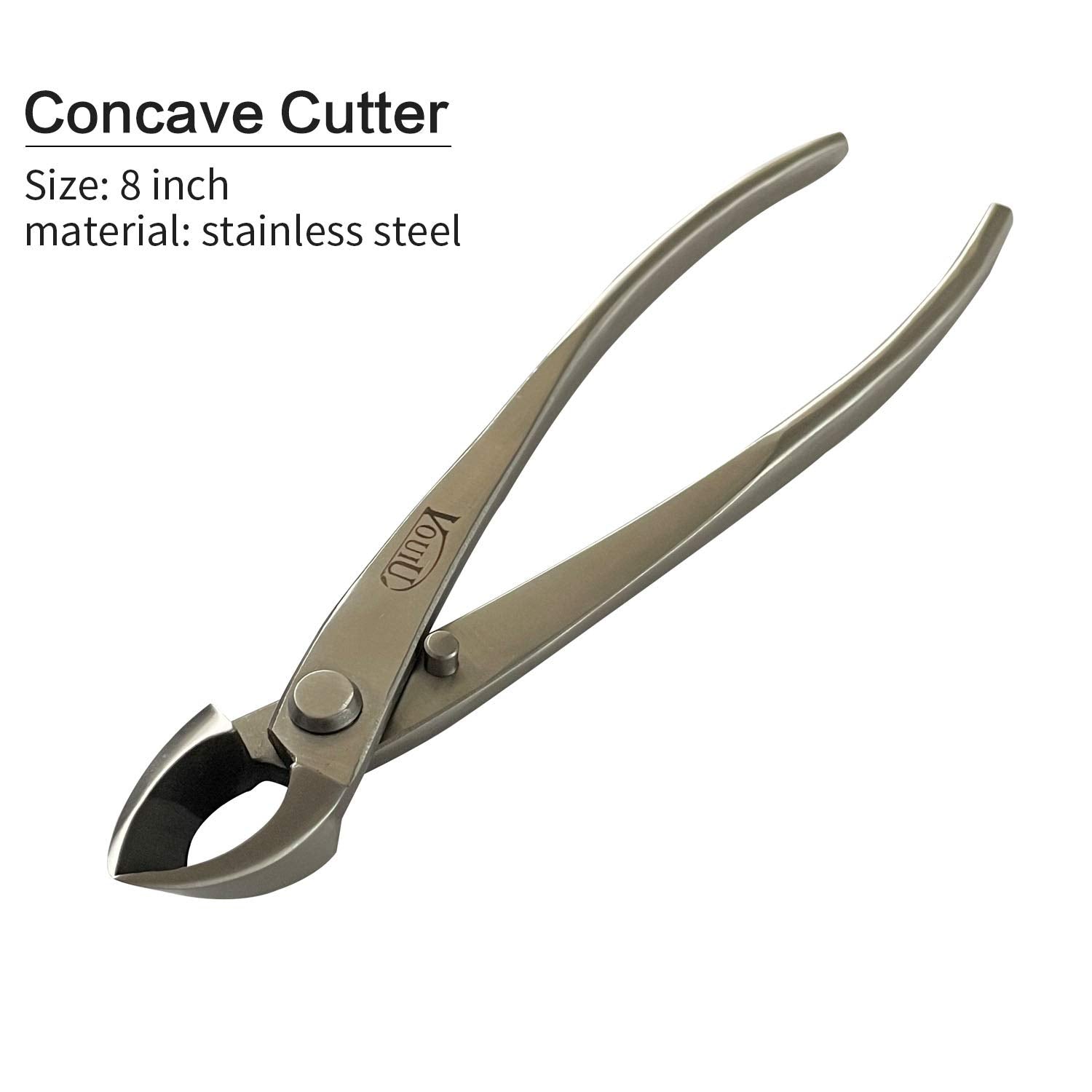 Vouiu 4-Piece 8" Stainless Steel Bonsai Tool Set with Concave Cutter