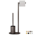 BVL Grey Stainless Steel Toilet Set | Standing Roll Holder & Brush