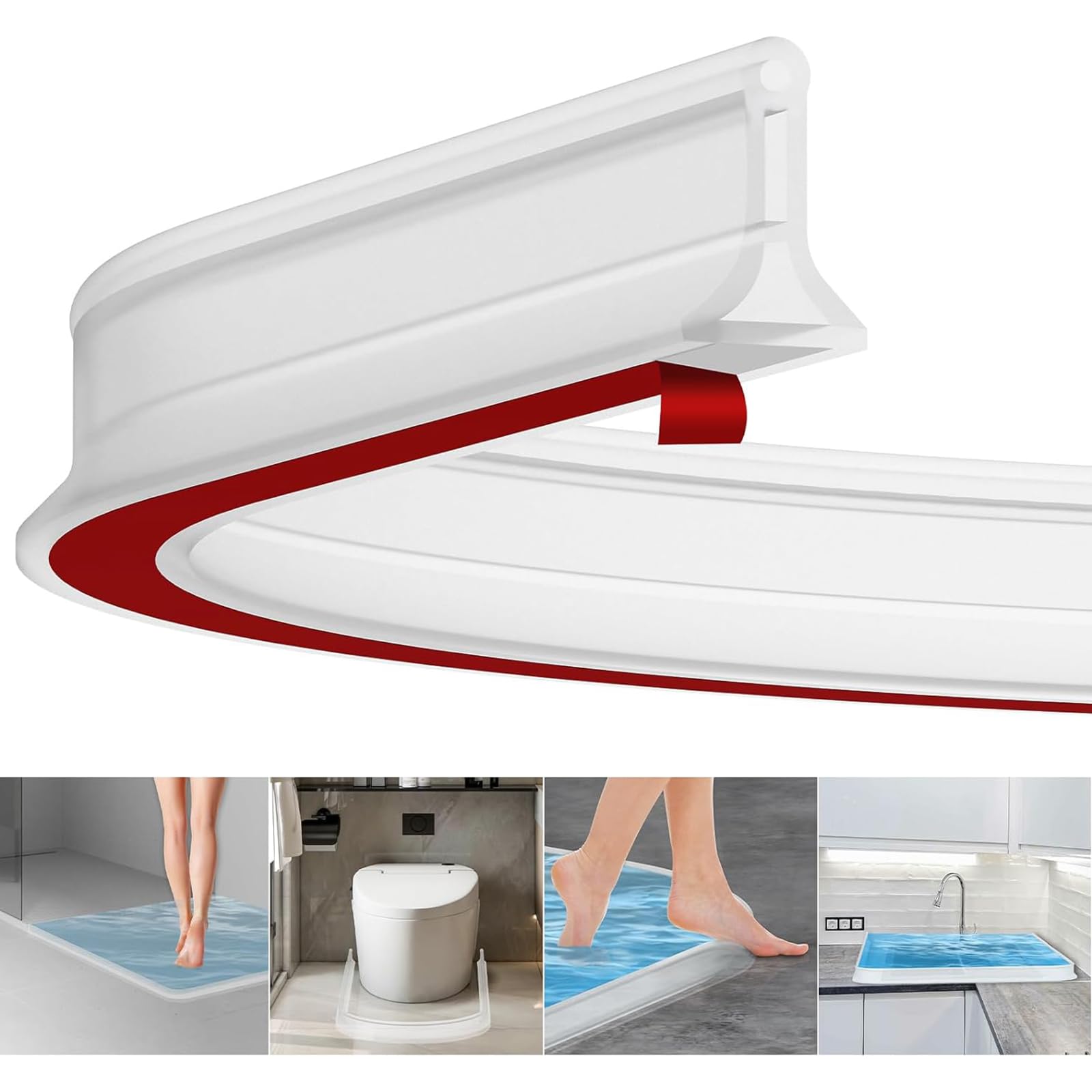 2m Rubber Shower Water Barrier – Flexible Wet Room Splash Guard