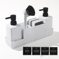 4-in-1 Kitchen Soap Dispenser Set with Sponge Caddy - White