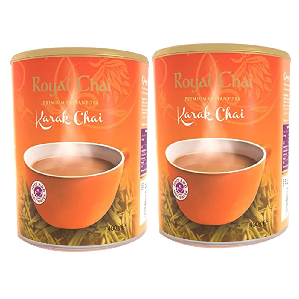 Royal Chai Sweetened Karak Instant Tea - Cardamom Flavor 400g (Pack of 2)