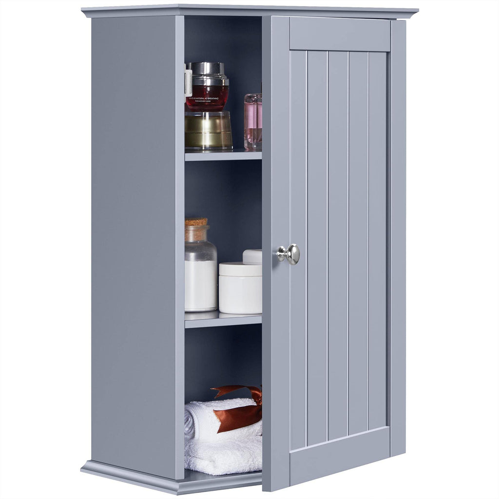 Yaheetech Bathroom Wall Cabinet with 3-Height Adjustable Shelf, 1 Door, Grey - image 1