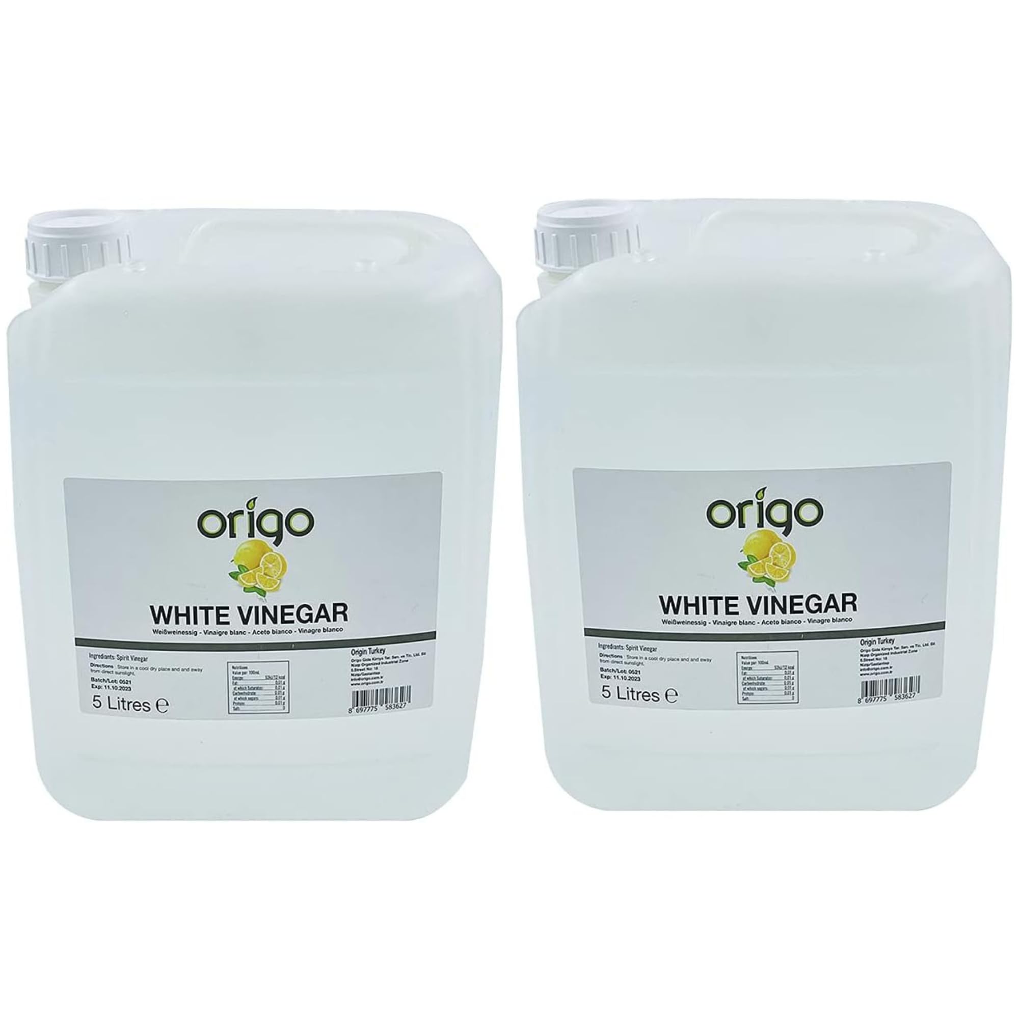 Origo Distilled White Vinegar 10L - Lemon Scented Cleaning & Pickling