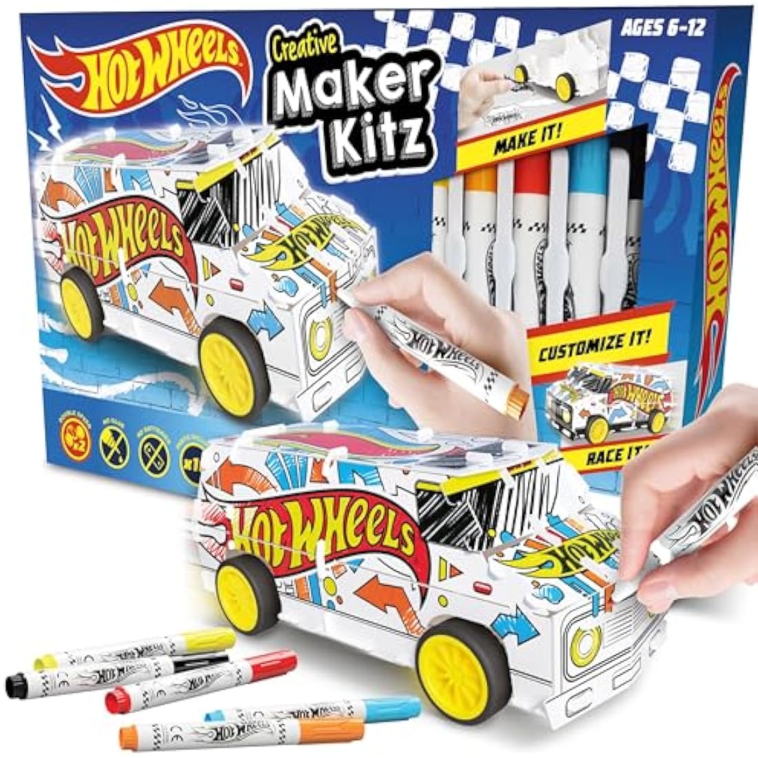 Hot Wheels Maker Kitz DIY Super Van – Build & Paint Pull Back Toy Car
