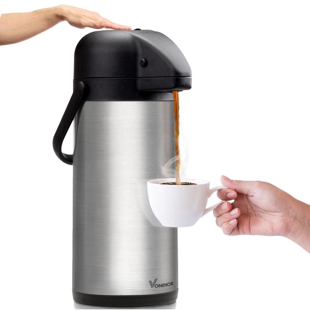 Vondior 3L Thermal Coffee Carafe – Insulated Stainless Steel Airpot Pump