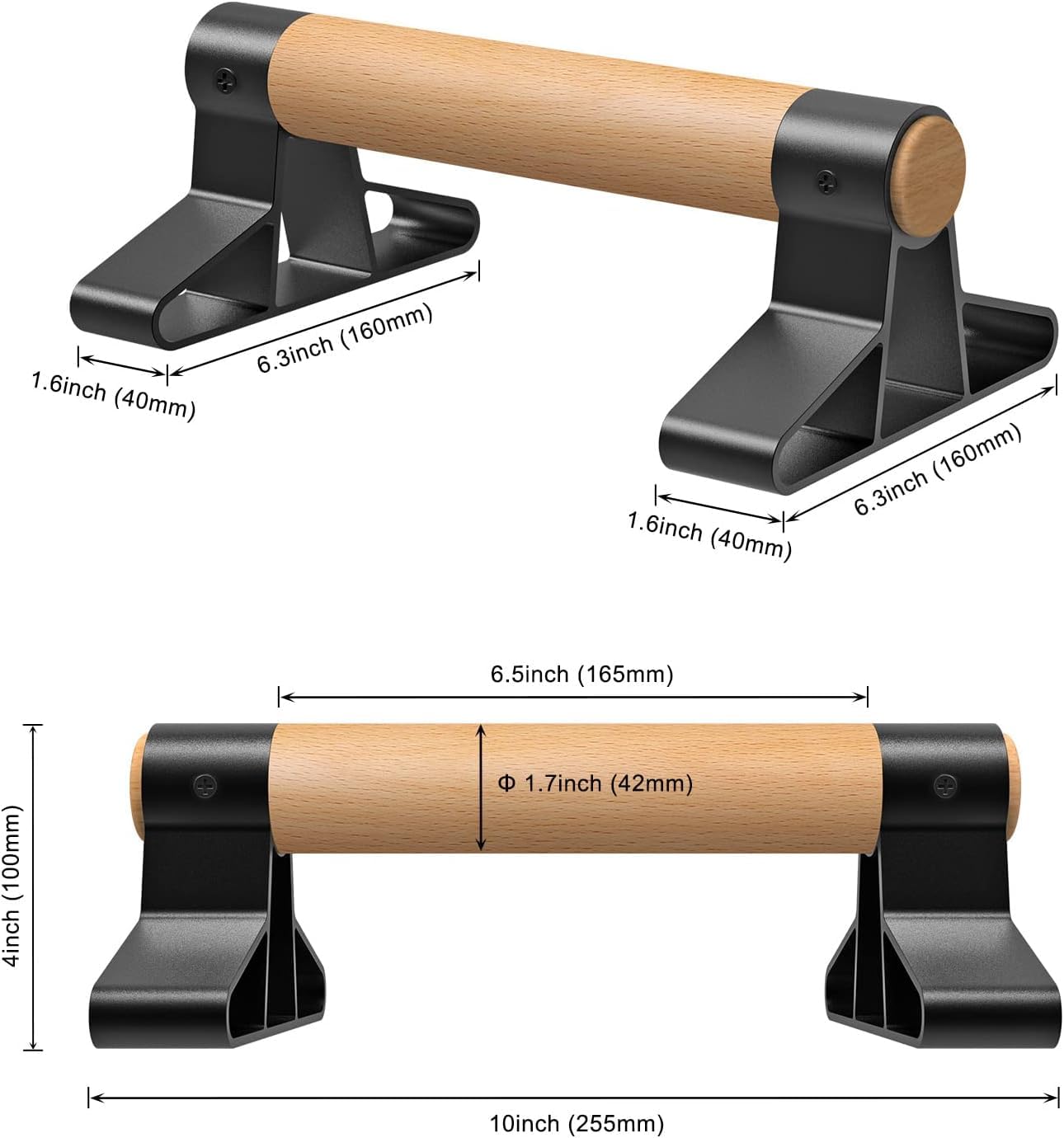 SELEWARE Wood Push Up Bars – Non-Slip Parallettes for Calisthenics