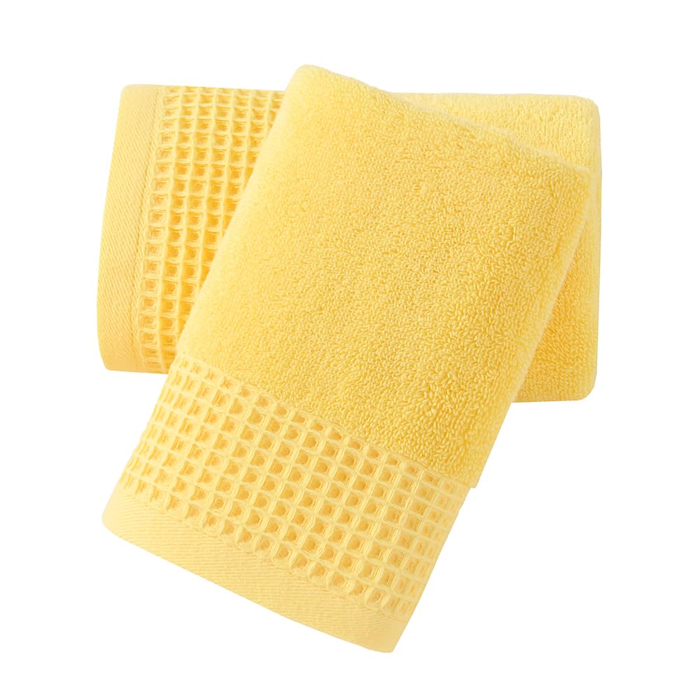 sense gnosis Waffle Weave Cotton Hand Towels | Yellow Set of 2 | 13x29