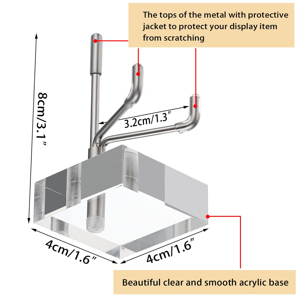 BTSKY Mini Size Adjustable Silver Metal Arm Display Stand with Square Base - image 3