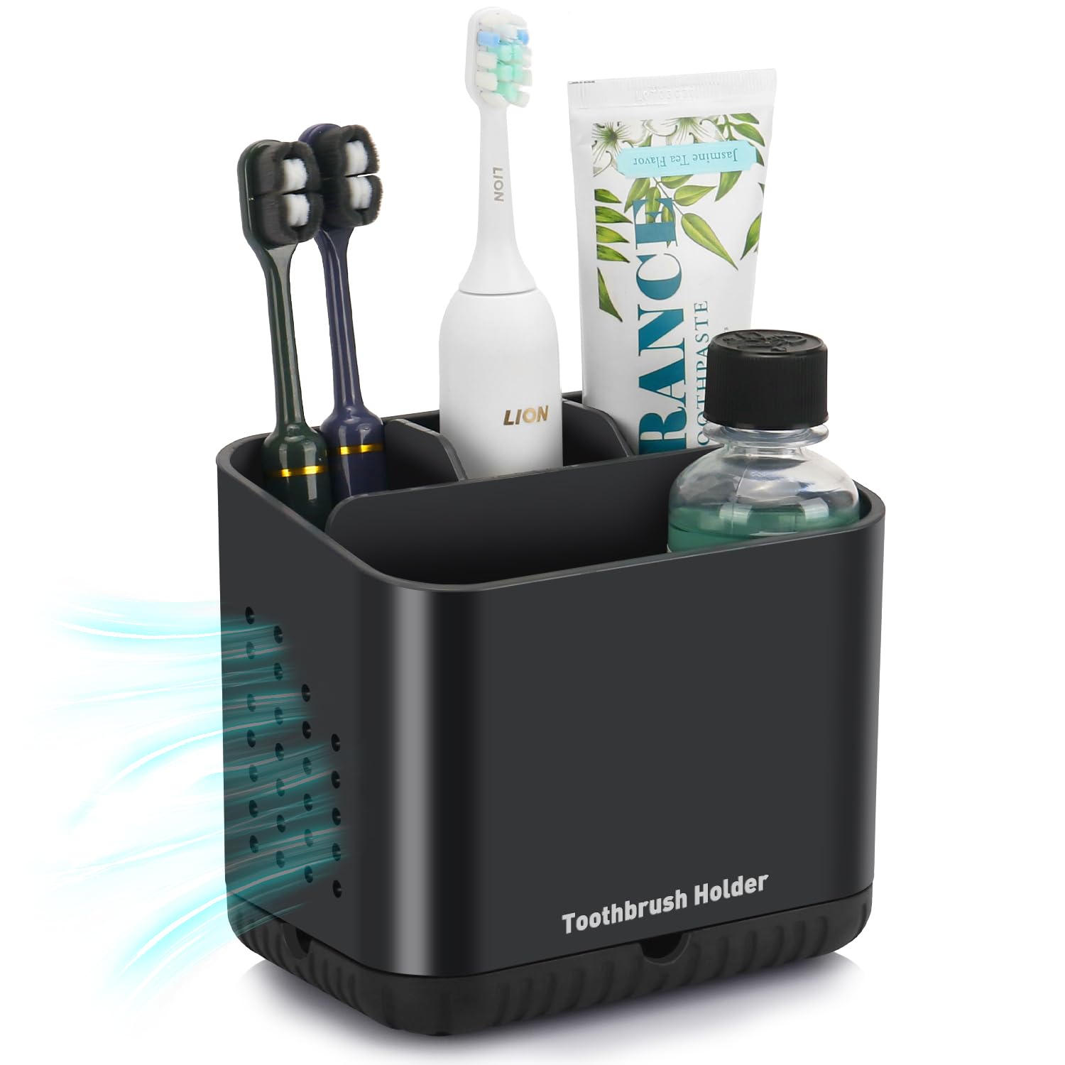 Toprance Black Electric Toothbrush Holder – Detachable Bathroom Caddy