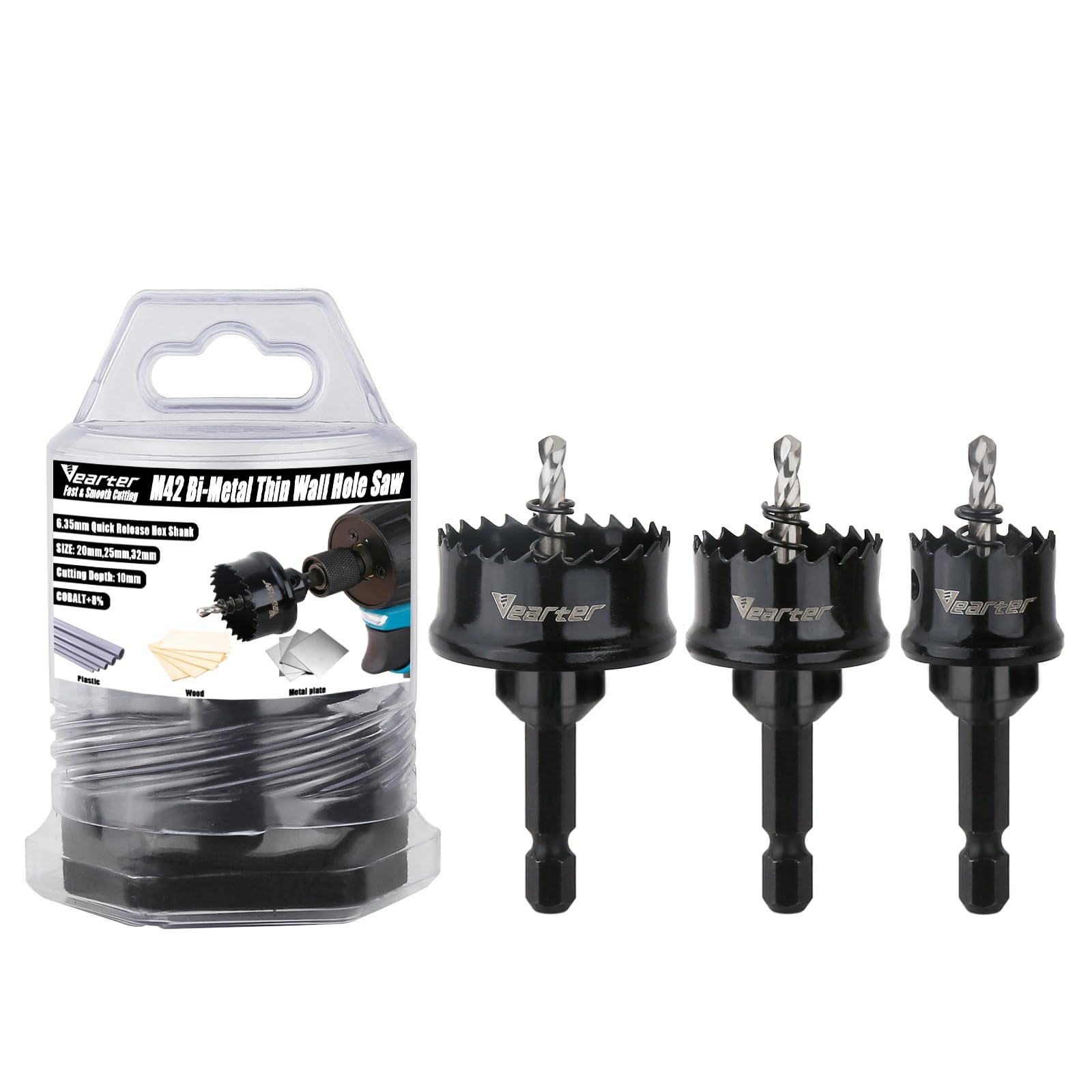 Vearter 3PCS Bi-Metal Hole Saw Set | 20-32mm M42 Cobalt Drill Kit