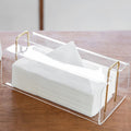 Jolof Store Acrylic Tissue Box Holder – Modern Rectangular Cover with Gold