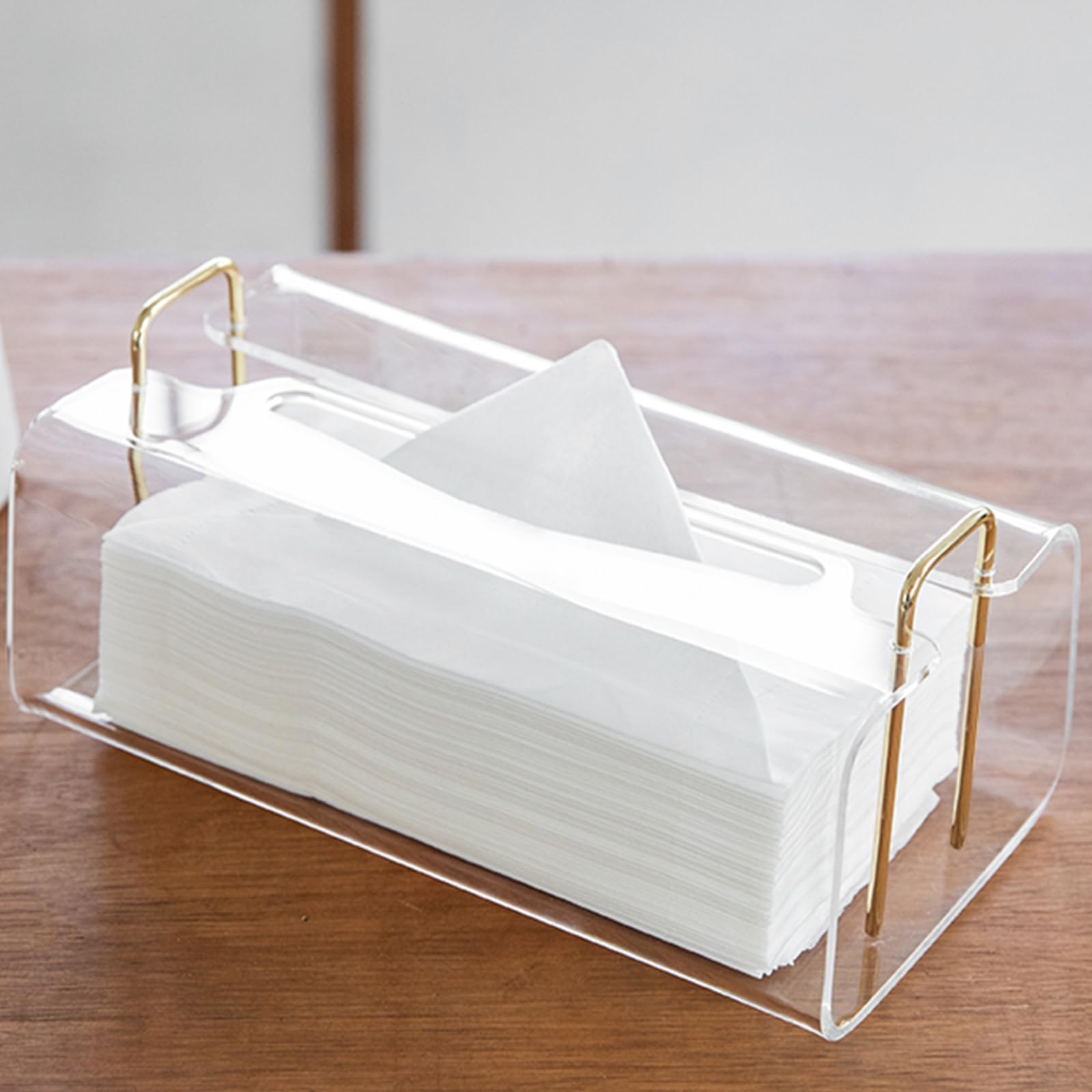 Jolof Store Acrylic Tissue Box Holder – Modern Rectangular Cover with Gold