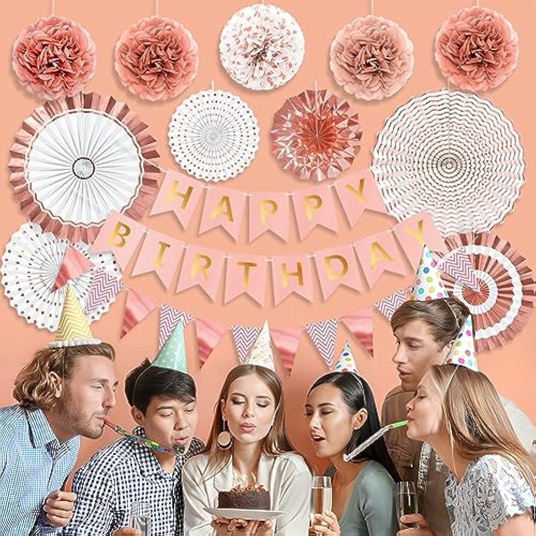 Wonsta Rose Gold Reusable Birthday Decorations Kit – Eco-Friendly Party Set