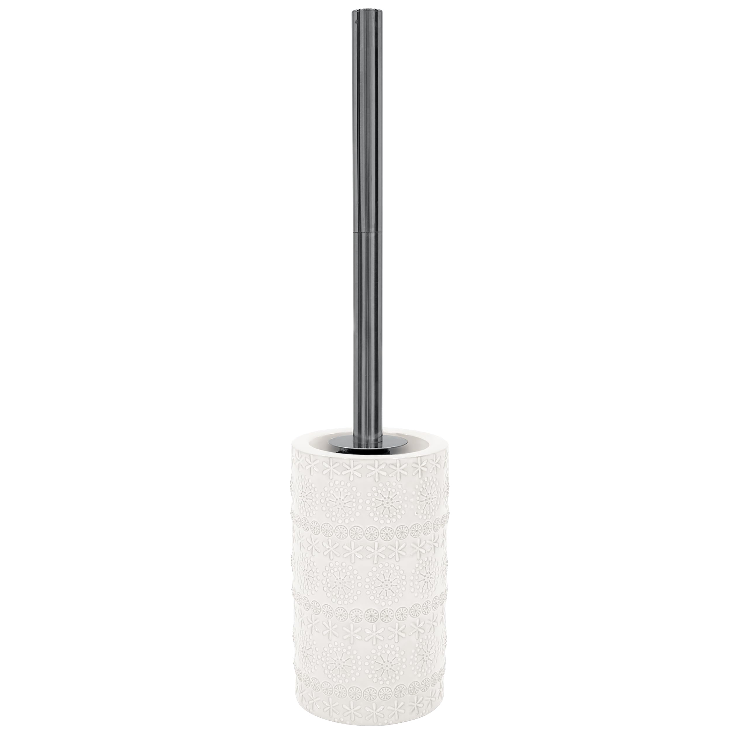Spirella Relief Porcelain Toilet Brush Set – White & Stainless Steel