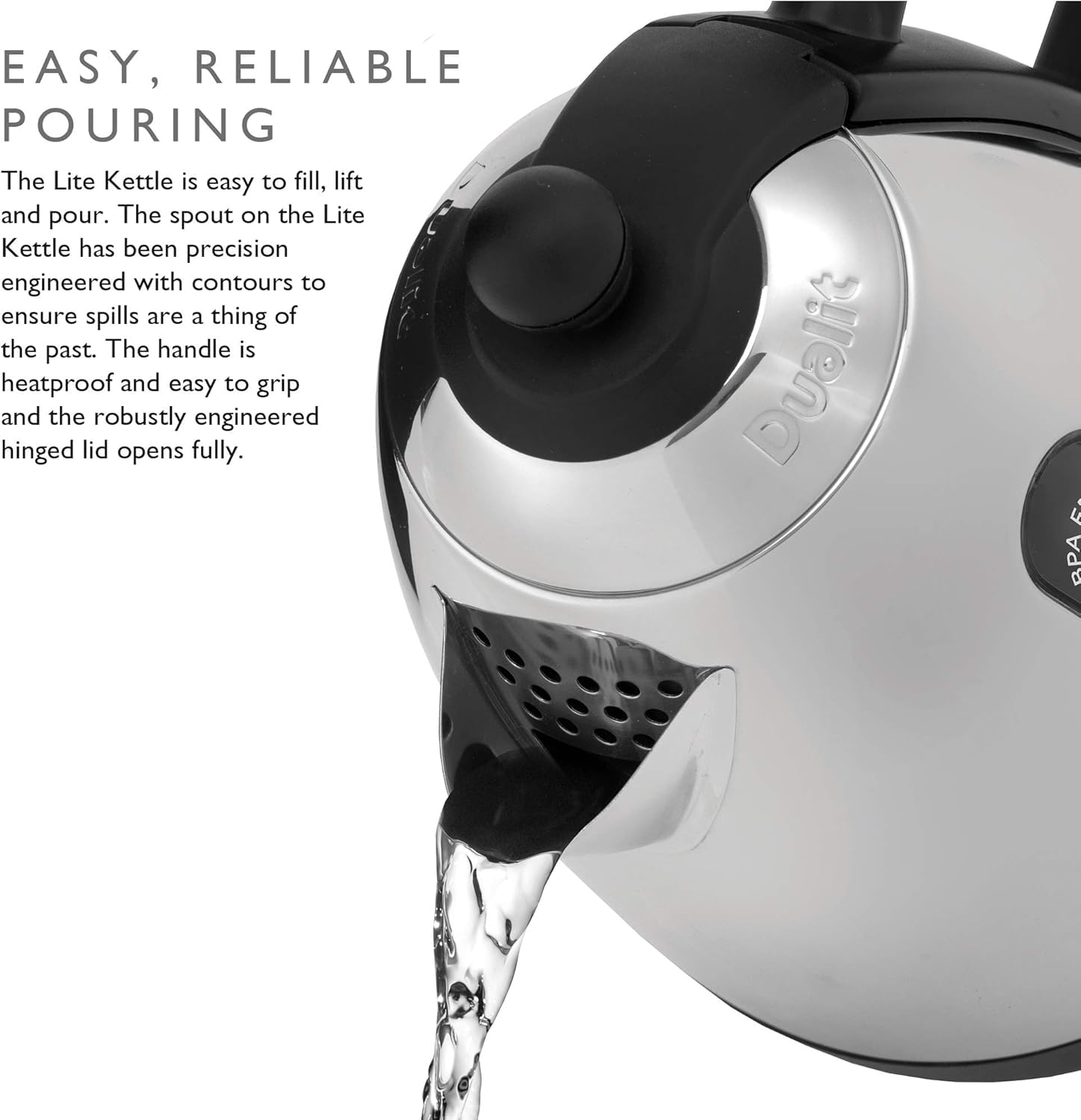 Dualit Lite 1.5L Jug Kettle – Fast Boil Stainless Steel – Black