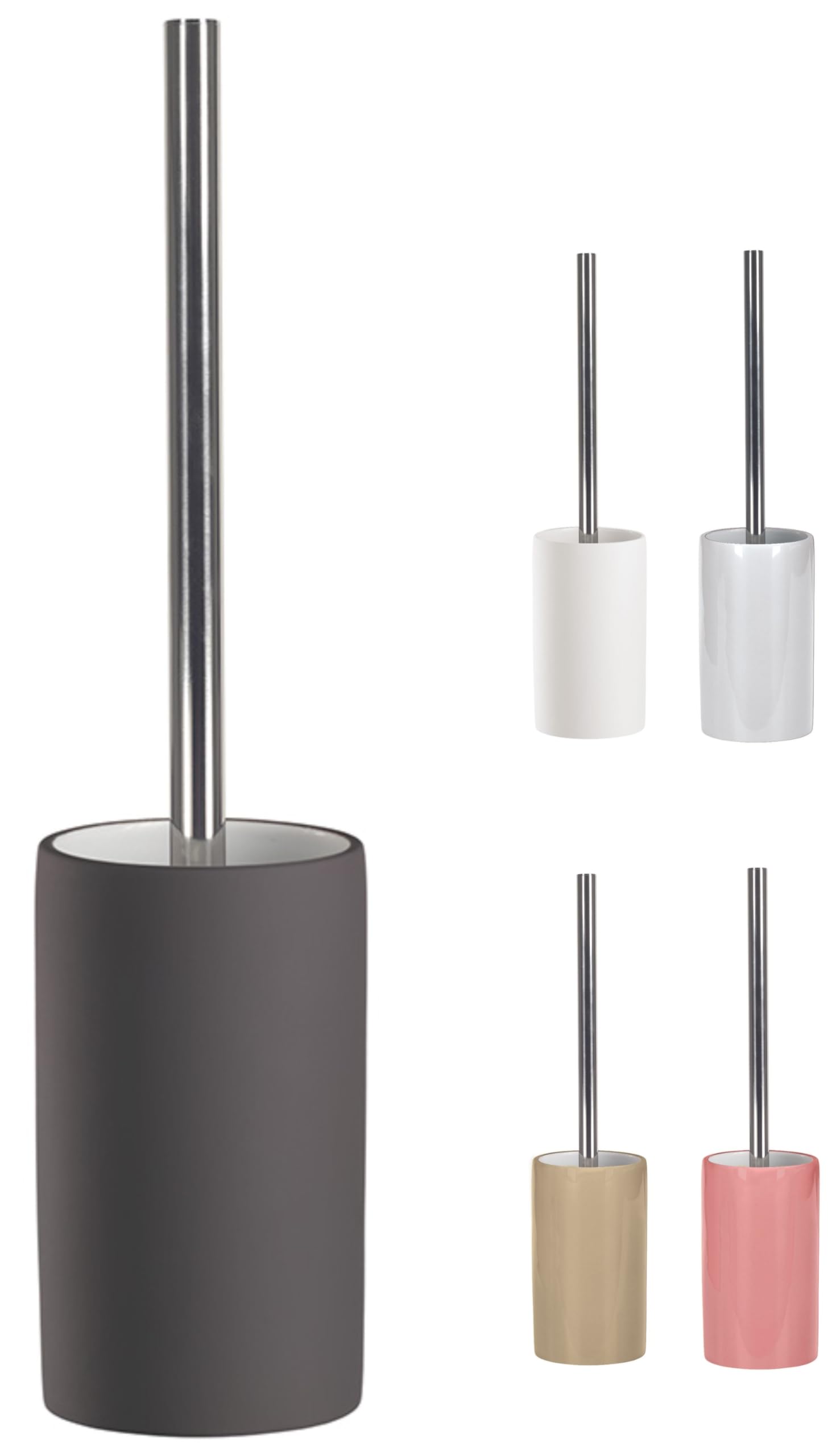 KW Pure Porcelain Toilet Brush and Holder – Matt Grey Rubberised Finish