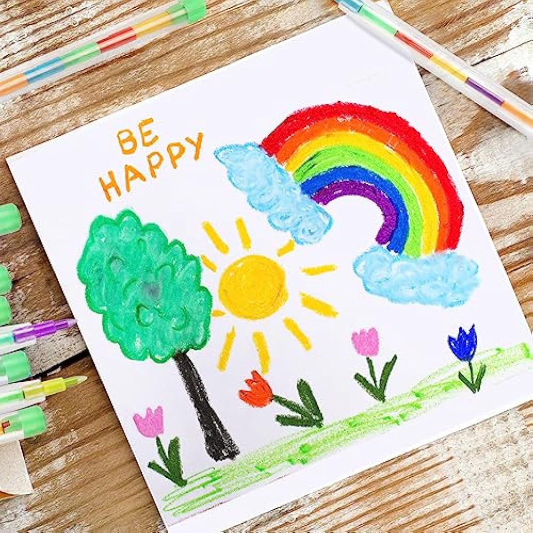 Vicloon Rainbow Stacking Crayons – 30PCS Swop Point Pencils for Kids