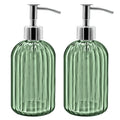 2-Pack Glass Soap Dispenser Set | 14oz Light Green Refillable