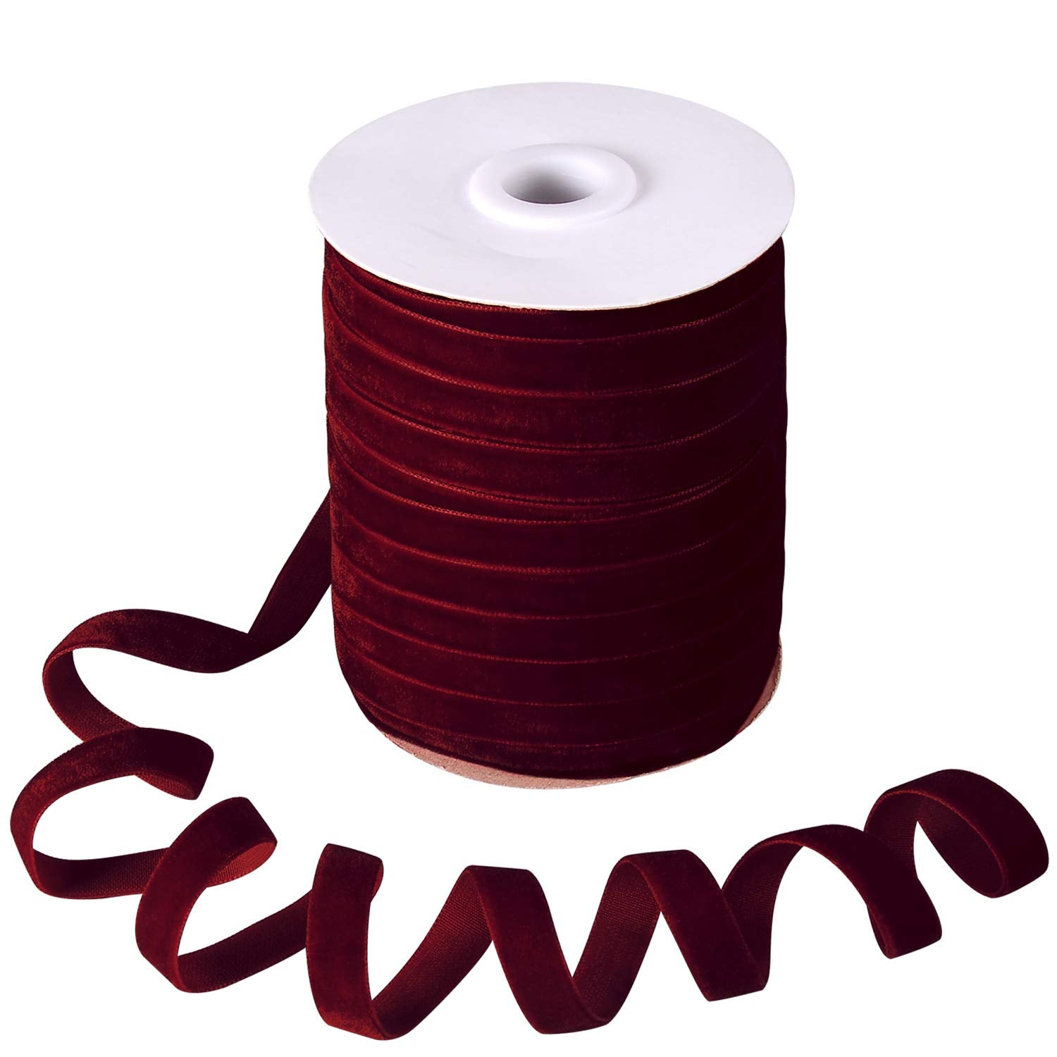 Lezevn Wine Red Crushed Velvet Ribbon - 3/8" x 50 Yards for Crafts