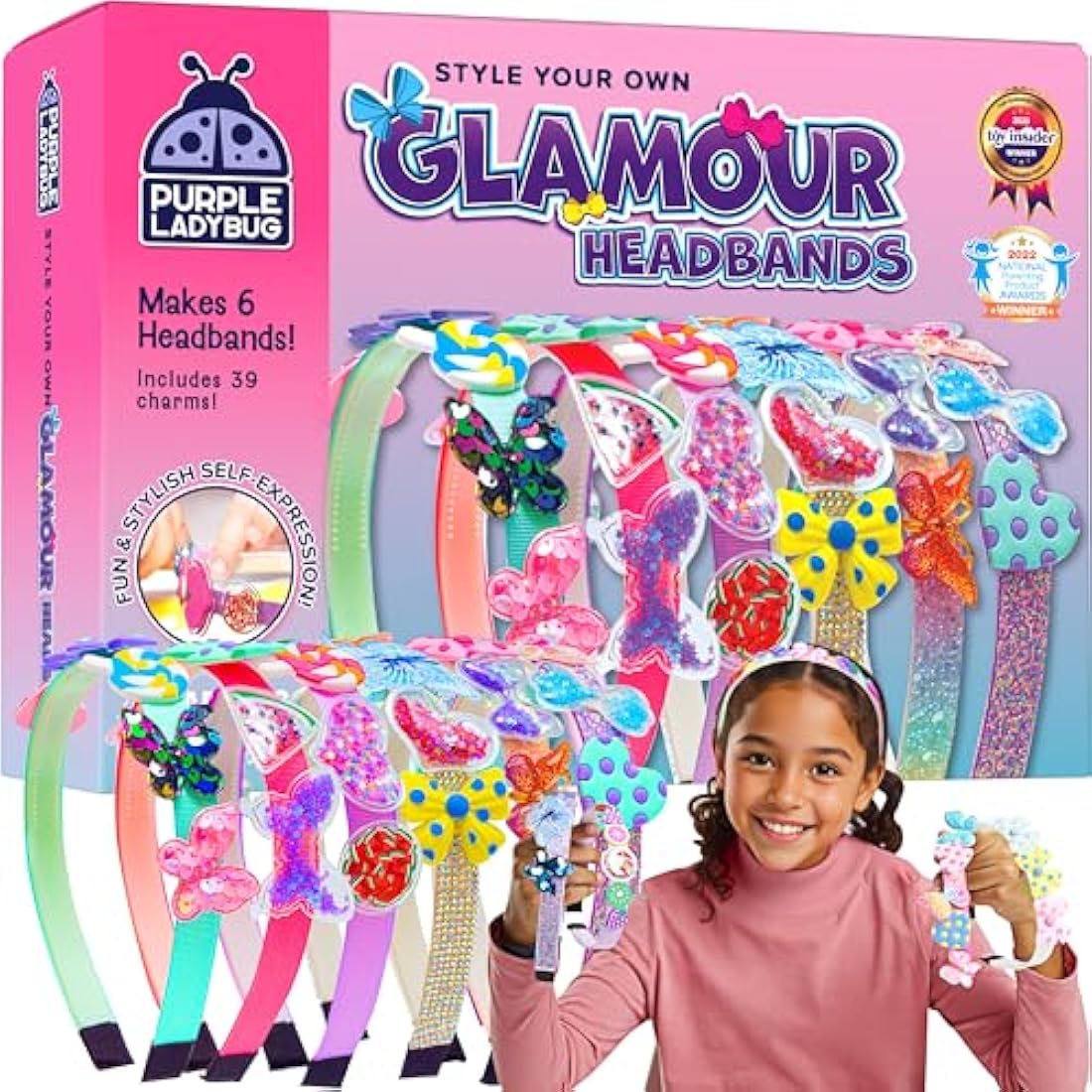 Purple Ladybug DIY Headband Making Kit – 6 Piece Hair Accessory Craft Set