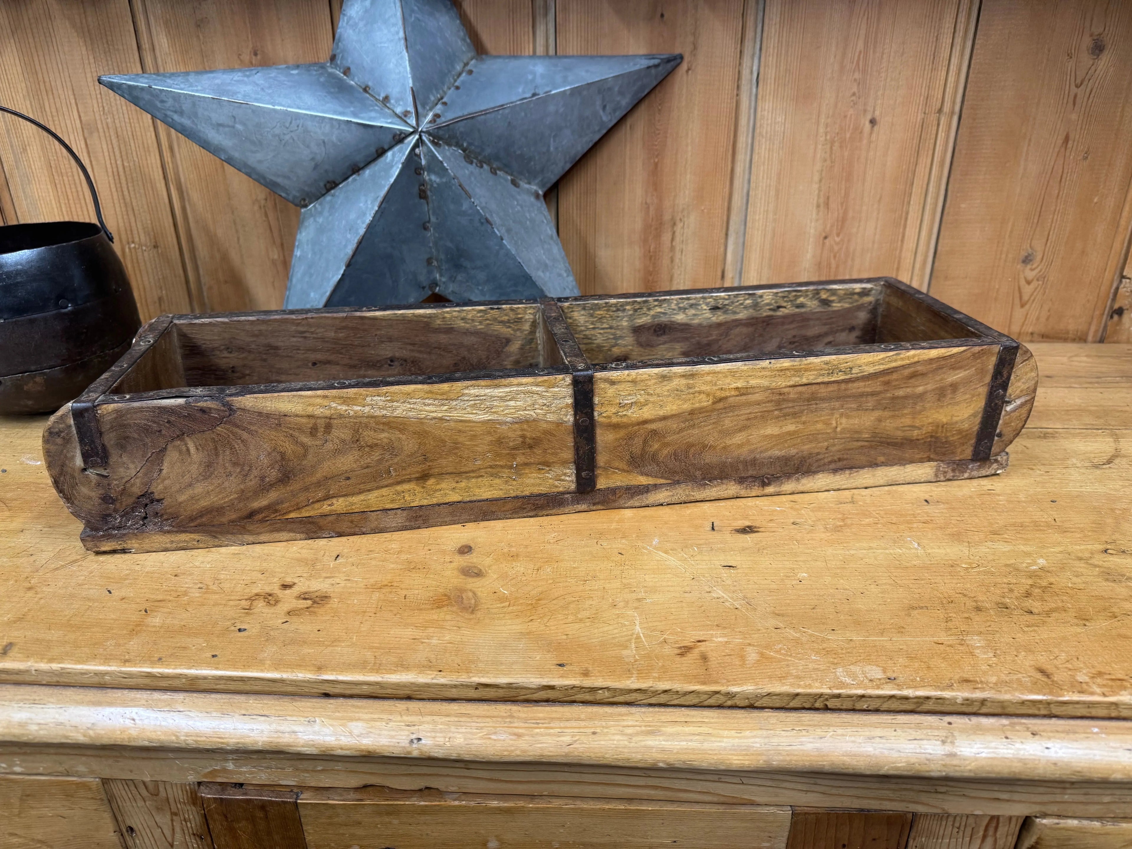 Rustic Wooden Double Brick Mould Planter & Storage Tray | Vintage Decor