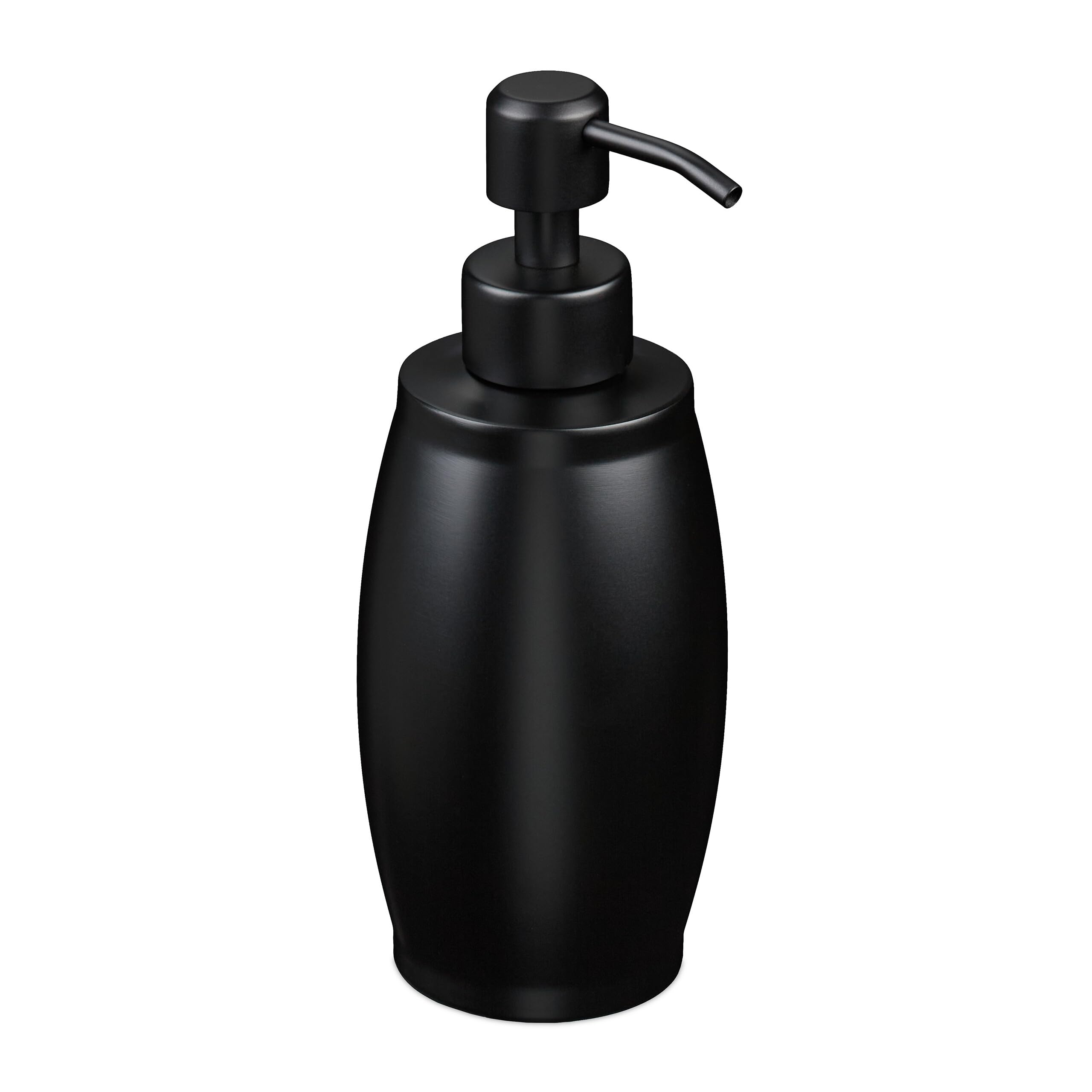 Relaxdays Matte Black Stainless Steel Soap Dispenser - 350ml Refillable