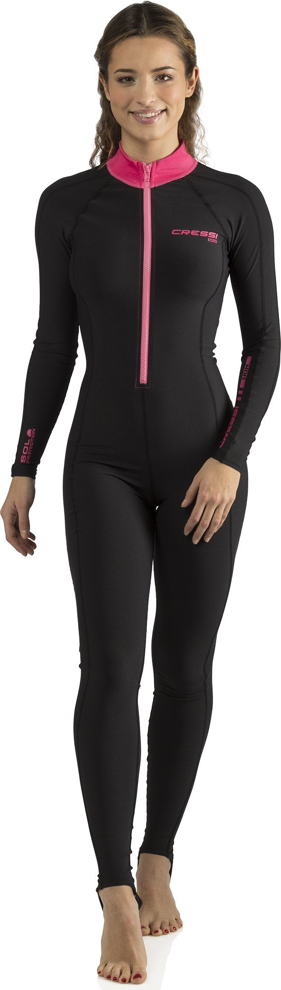 Cressi Women's 1mm One Piece Wetsuit Skin | Black & Pink | XS