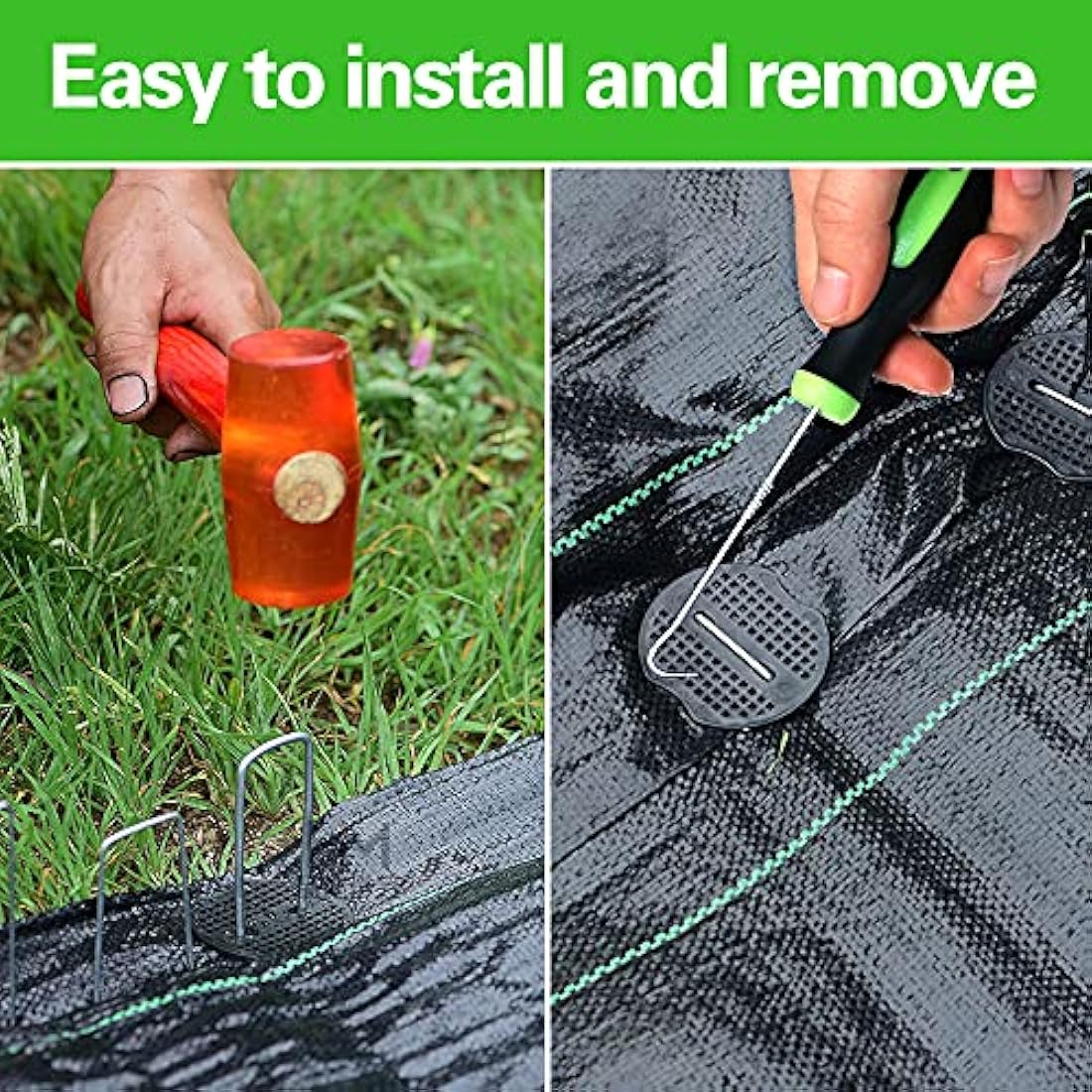 Bakulyor 50 Galvanized Steel Garden Pegs with Washers – 6 Inch U-Staples