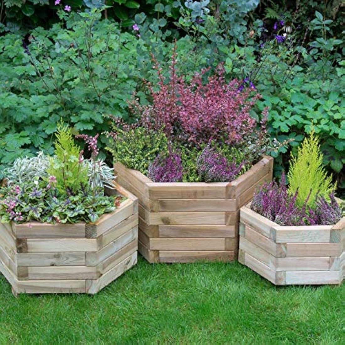 Forest York Hexagonal Wooden Planters – Pressure Treated Set of 3