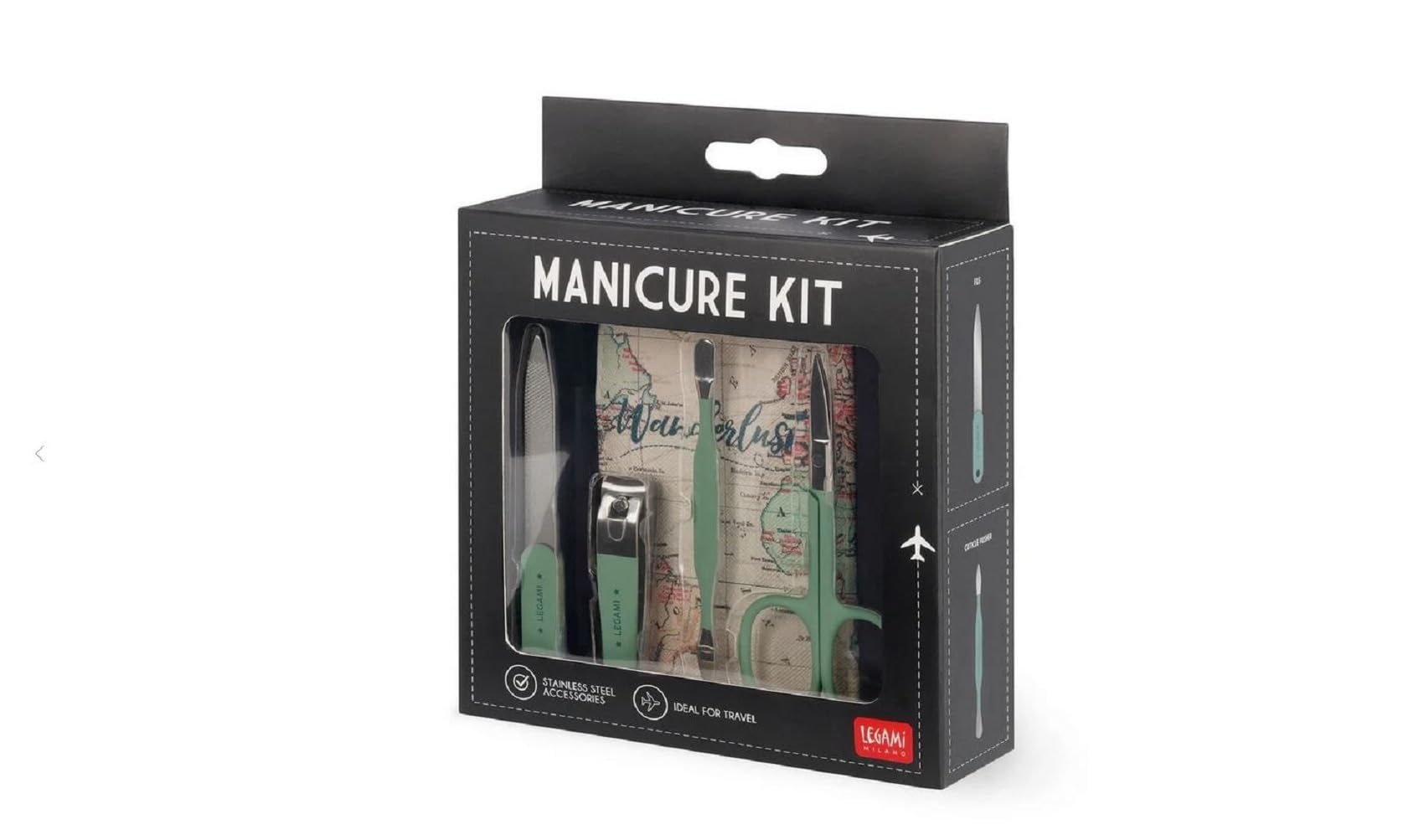 Legami Travel Manicure Kit - 4-Piece Stainless Steel Portable Set