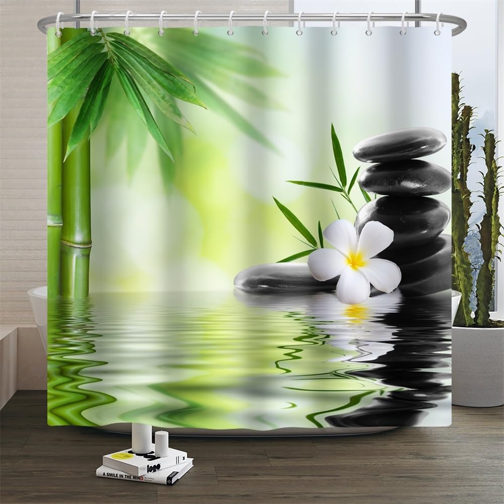 Xiaoterna Zen Garden Shower Curtain – Mildew Resistant Polyester Fabric