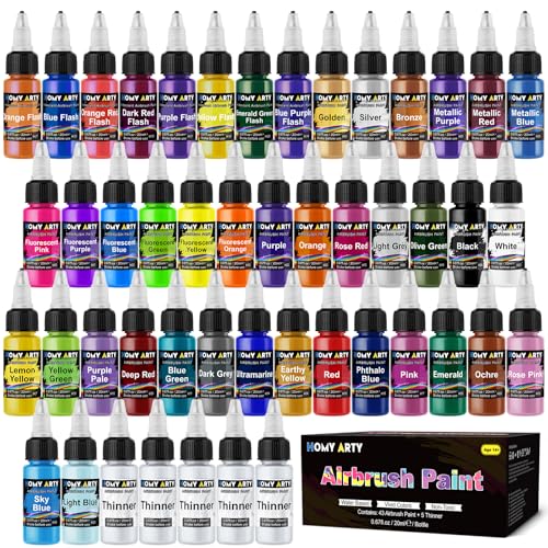 HOMY ARTY Airbrush Paint Set - 48 Bottles Water-Based Acrylic Paint